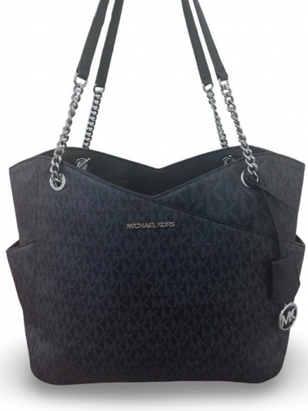 Michael Kors Jet Set Travel Large Chain Shoulder Tote in the color black.